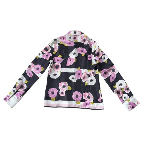 NEW Gentile Catone Merini Floral Silk Button Front Blouse - Picture 2 of 13